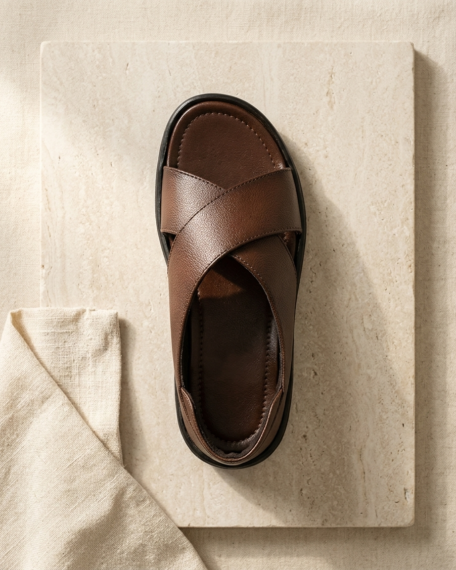 Manpasand Men's Formal Sandal | Synthetic Leather | Brown | 3011