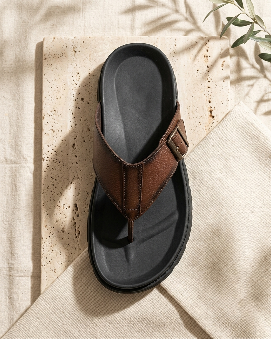 Manpasand Men's Casual Slippers | Synthetic Leather | Brown | SETUP.03