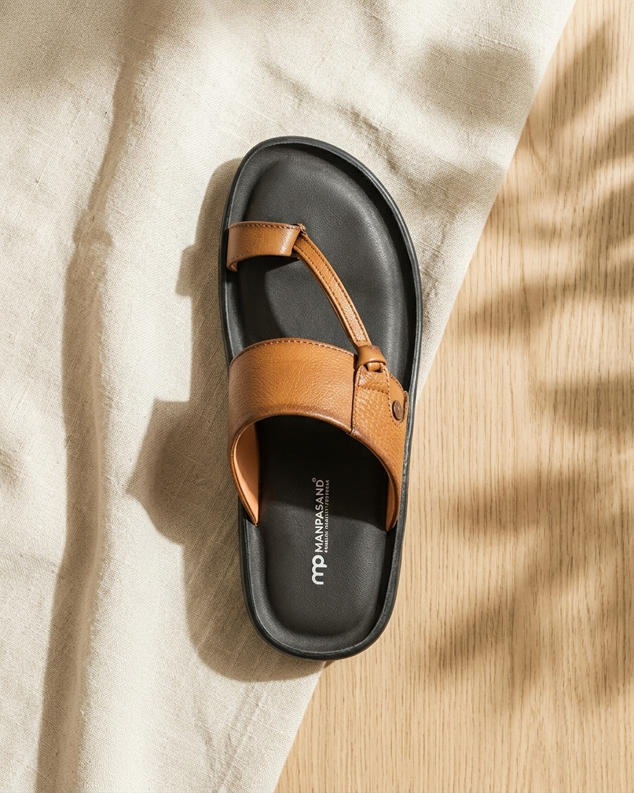Manpasand Mens Casual Slippers | Synthetic Leather | Tan | RELAX67