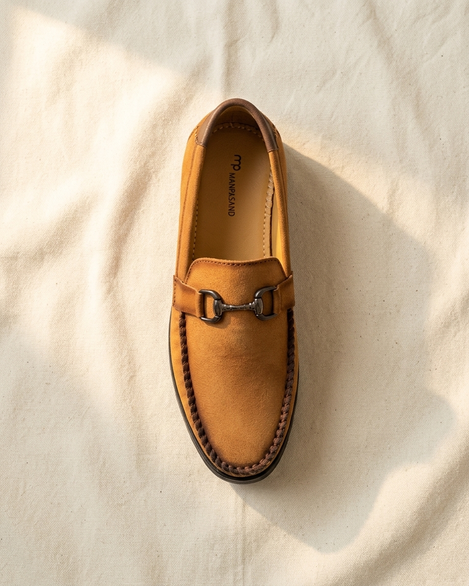 Manpasand Men's Casual Loafer | Suede | Tan | DINA-02