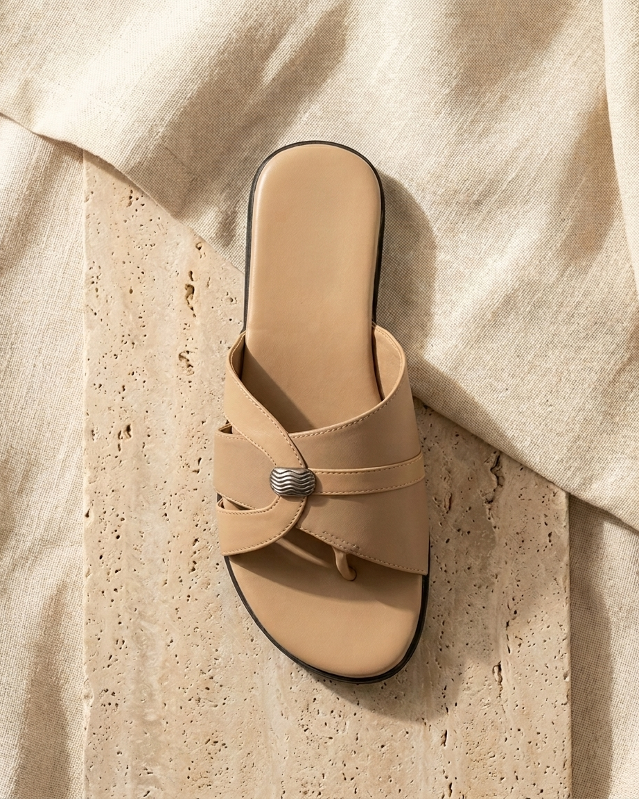 Manpasand Women's Casual Slippers | Synthetic Leather | Beige | 93-94535
