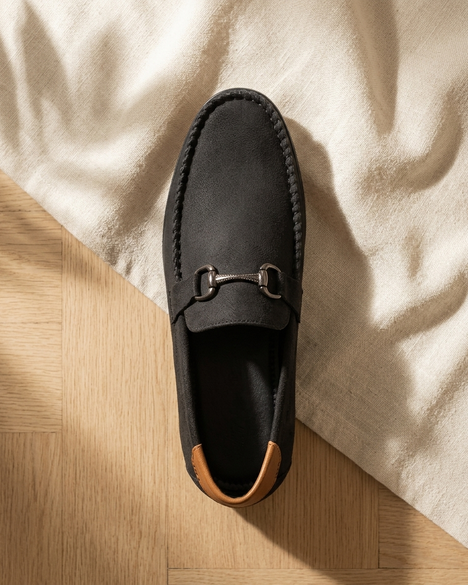 Manpasand Men's Casual Loafer | Suede | Black | DINA-02