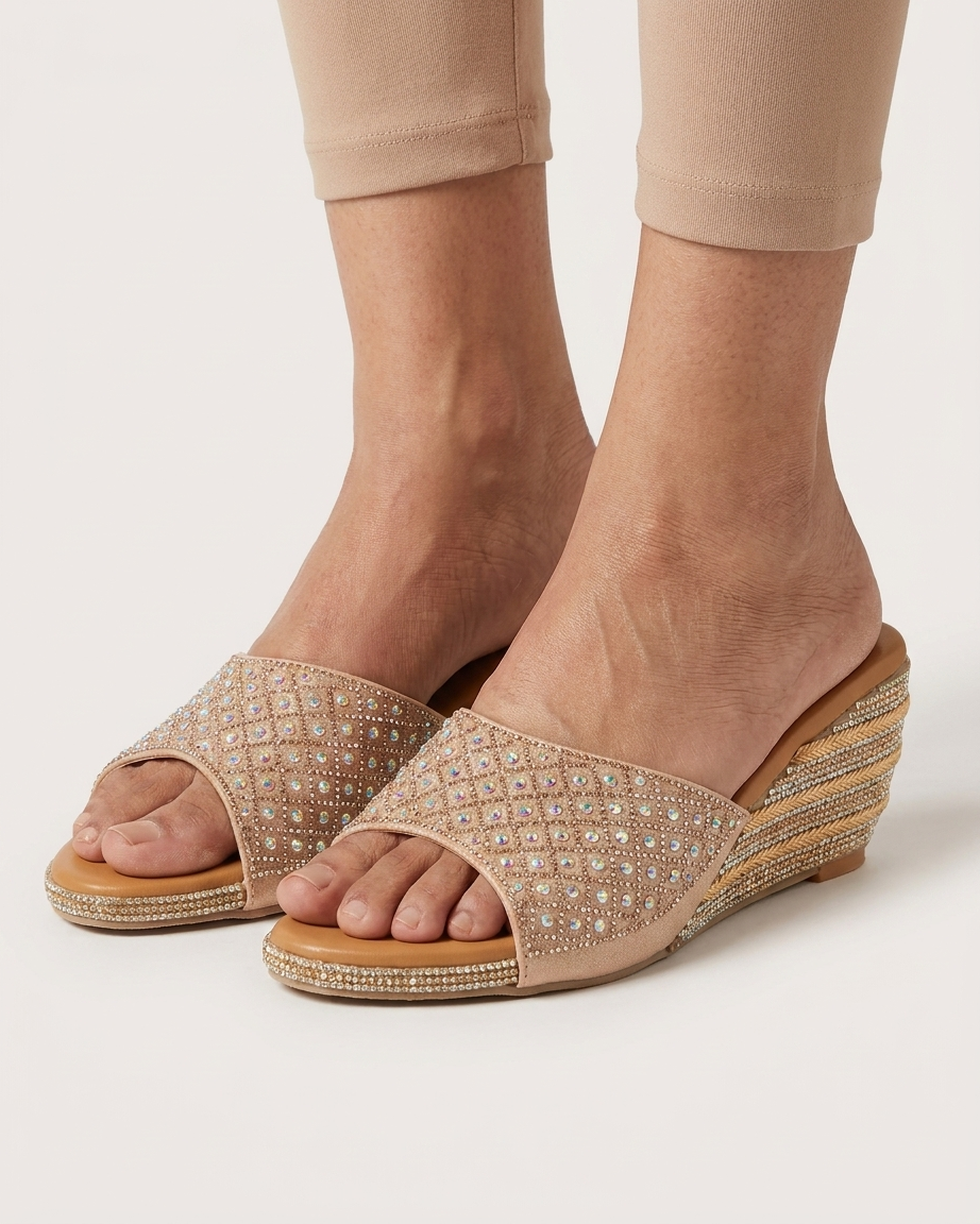 Manpasand Women's Fancy Slippers | Glittery Synthetic Leather | Sultan Peach | 174-W25
