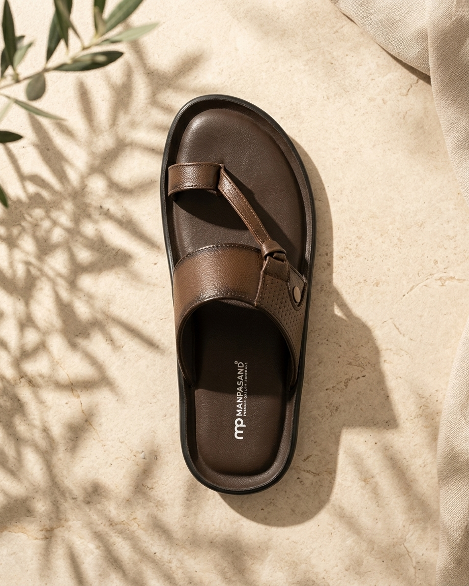 Manpasand Mens Casual Slippers | Synthetic Leather | Brown | RELAX67
