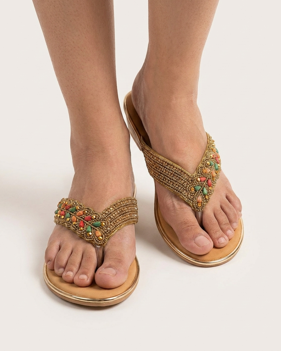 Manpasand Women's Fancy Slippers | Glittery Synthetic Leather | Copper | 231-543