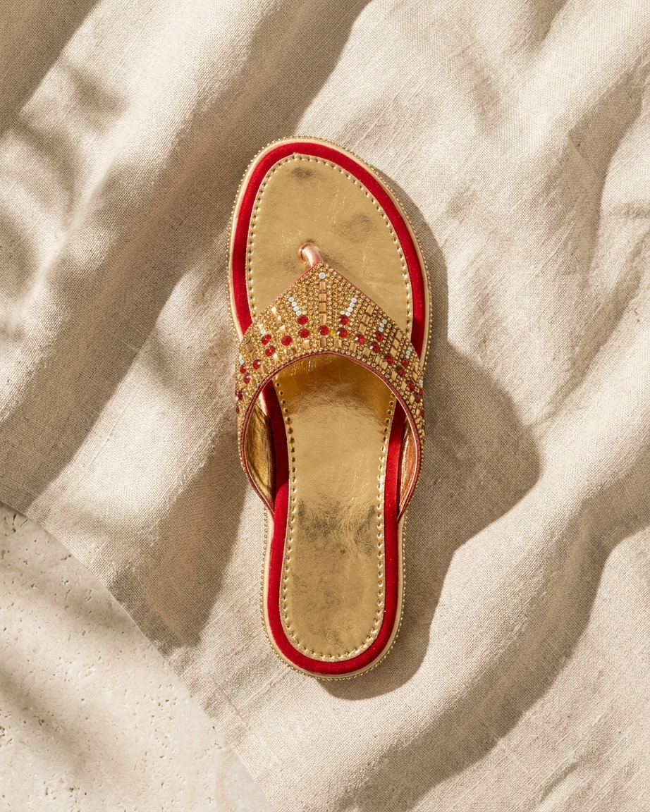 Manpasand Women's Fancy Slippers | Glittery Synthetic Leather | Red | 87-02