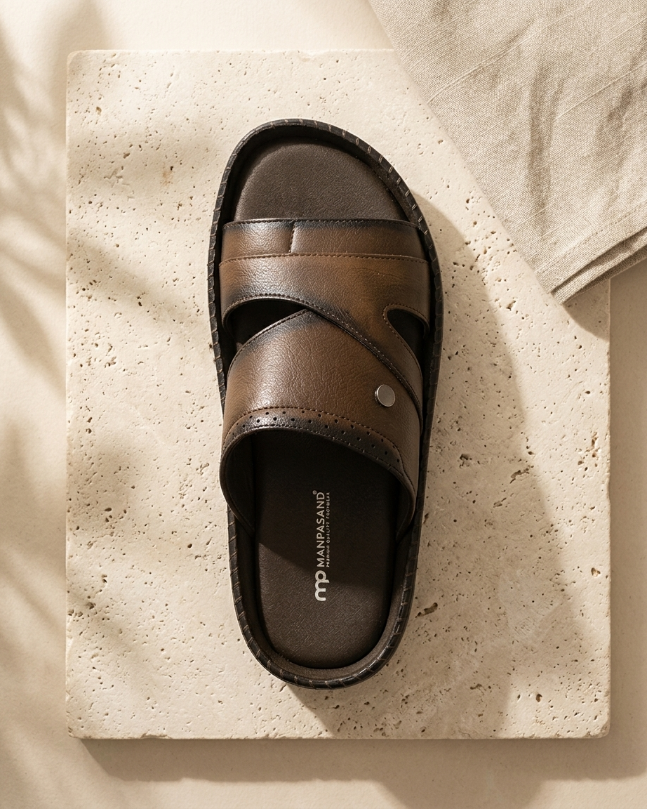 Manpasand Men's Casual Slippers | Synthetic Leather | Brown | LAKE.47