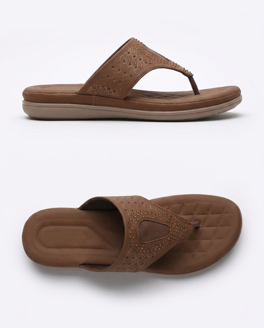 Manpasand Women's Casual Slippers | Synthetic Leather | Brown | 373-703