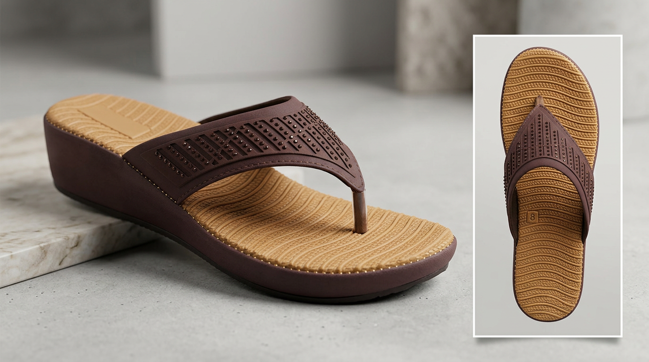 Manpasand Women's Casual Slippers | Synthetic Leather | Brown | 51-207
