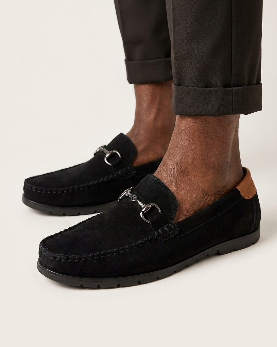 Manpasand Men's Casual Loafer | Suede | Black | DINA-02