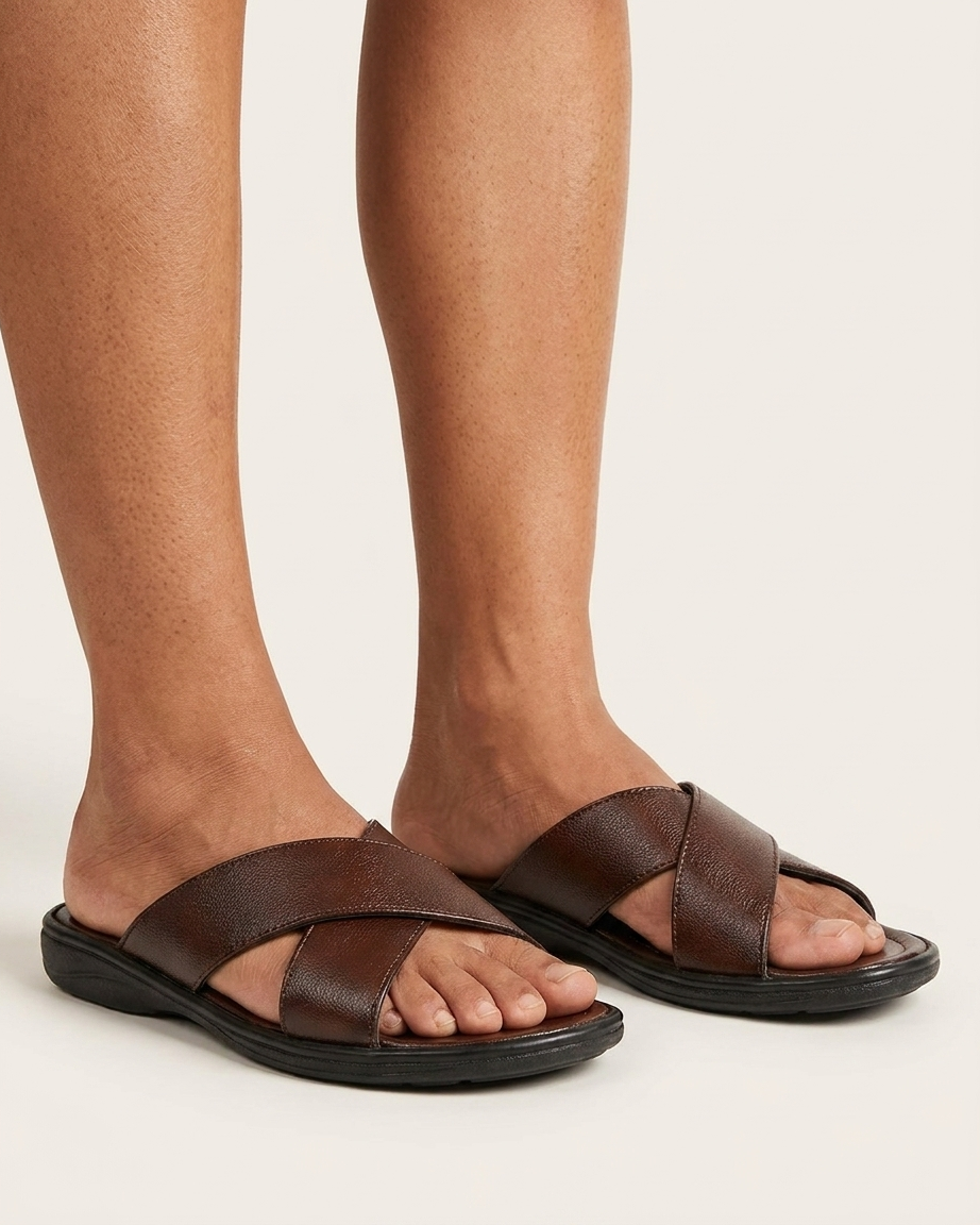 Manpasand Men's Formal Sandal | Synthetic Leather | Brown | 3011