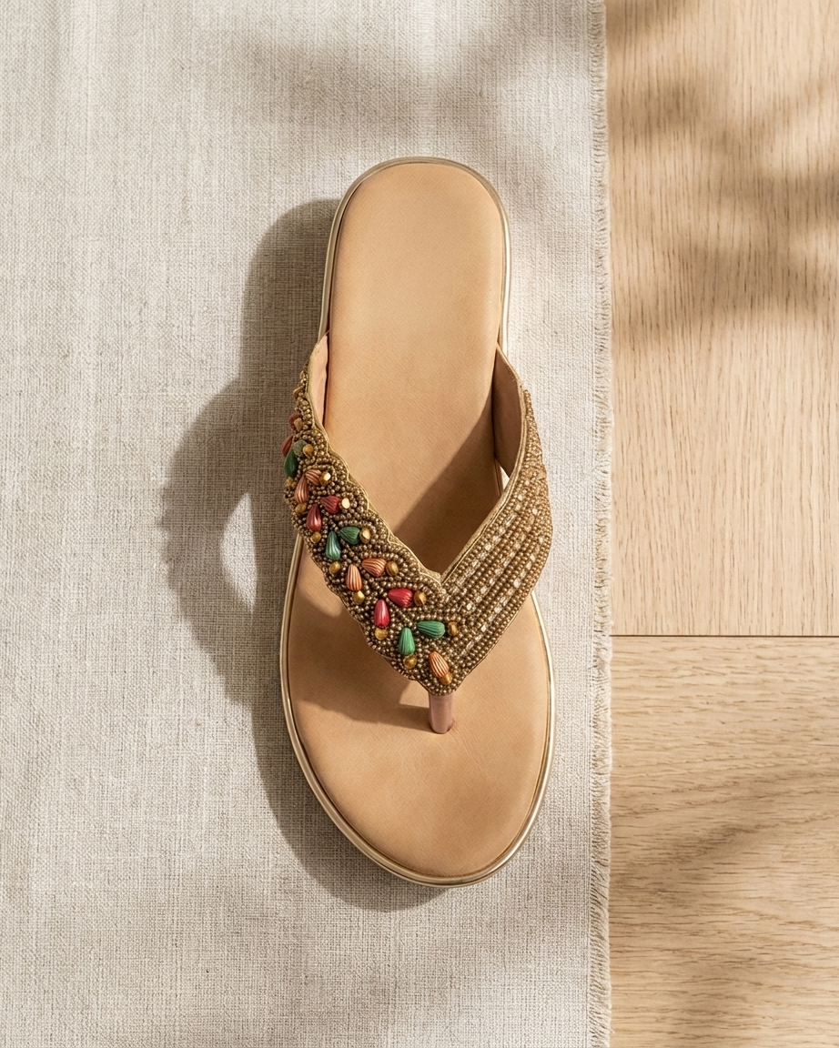 Manpasand Women's Fancy Slippers | Glittery Synthetic Leather | Copper | 231-543
