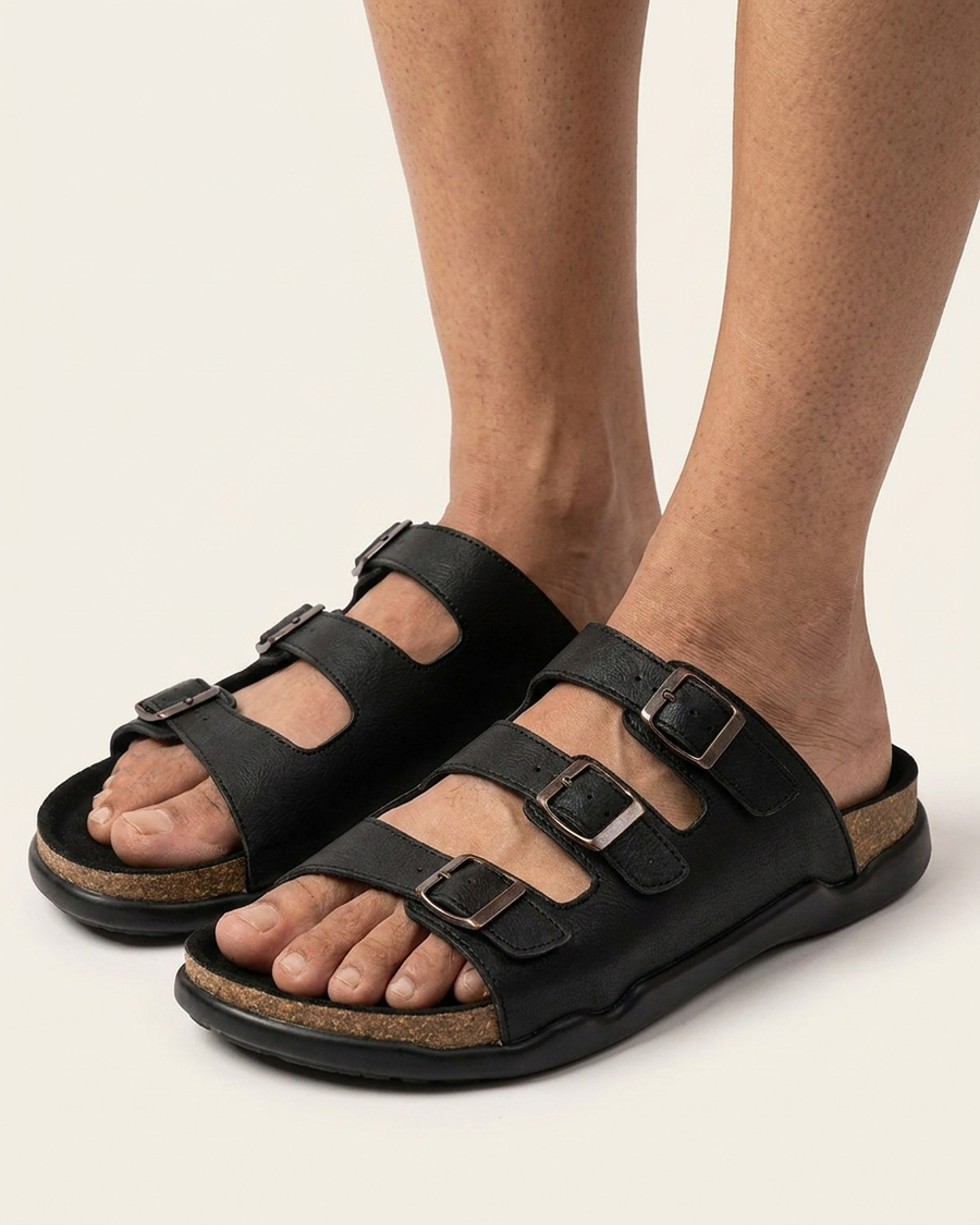 Manpasand Men's Casual Slippers | Synthetic Leather | Black & Brown | W03