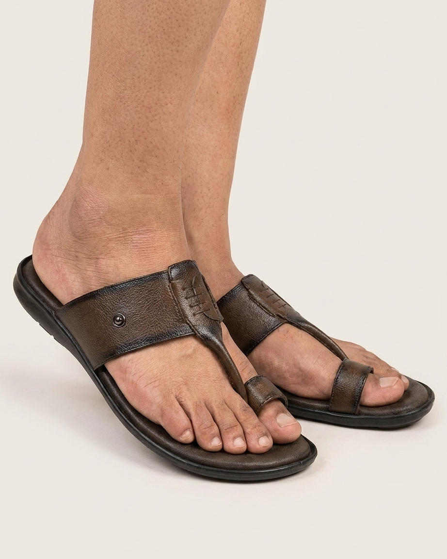 Manpasand Men's Casual Slippers | Synthetic Leather | Brown | UPTRAND