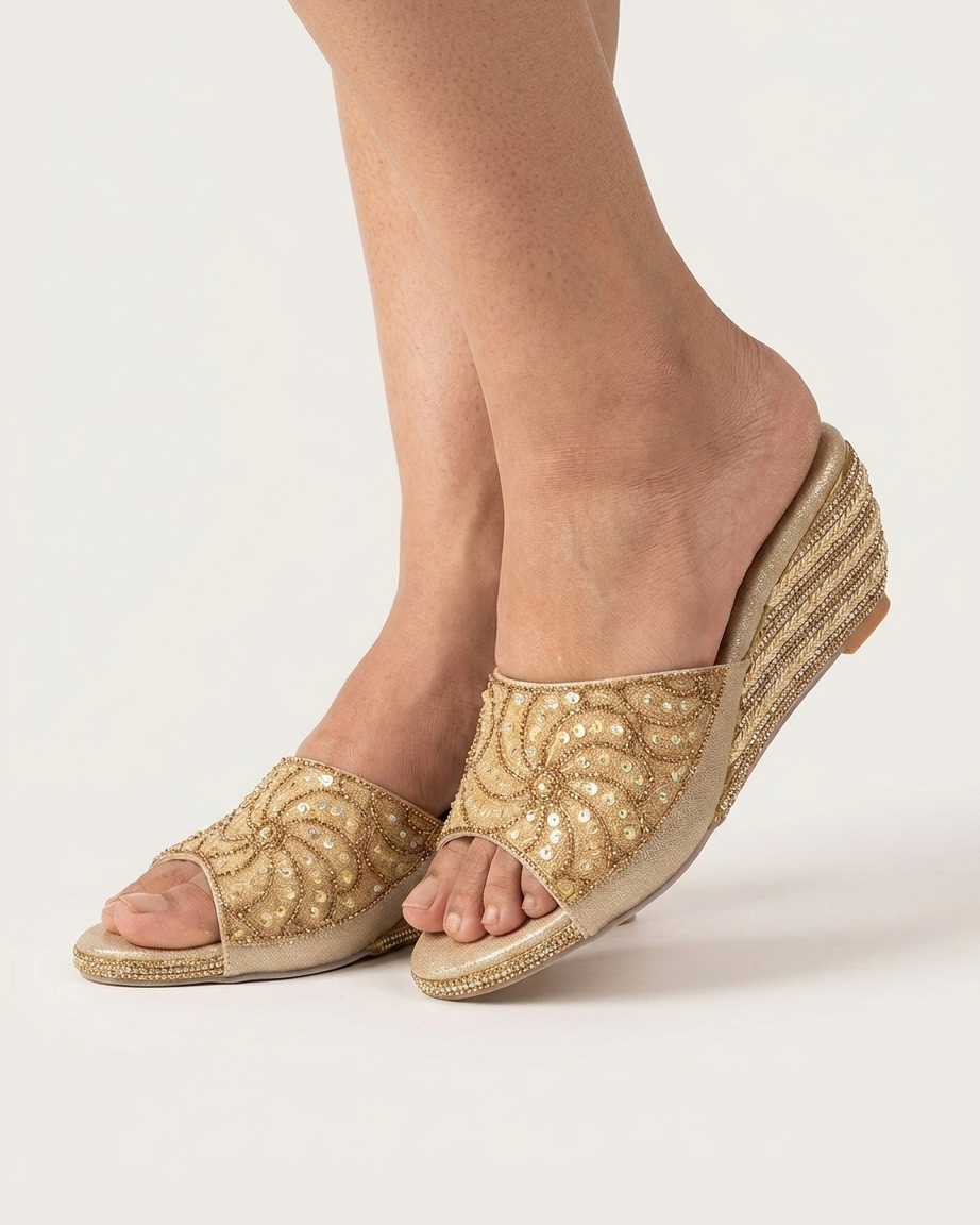 Manpasand Women's Fancy Slippers | Glittery Synthetic Leather | Sultan Peach | 174-W25