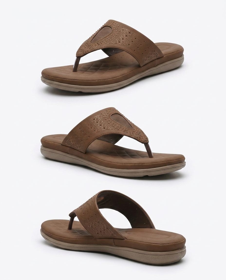 Manpasand Women's Casual Slippers | Synthetic Leather | Brown | 373-703