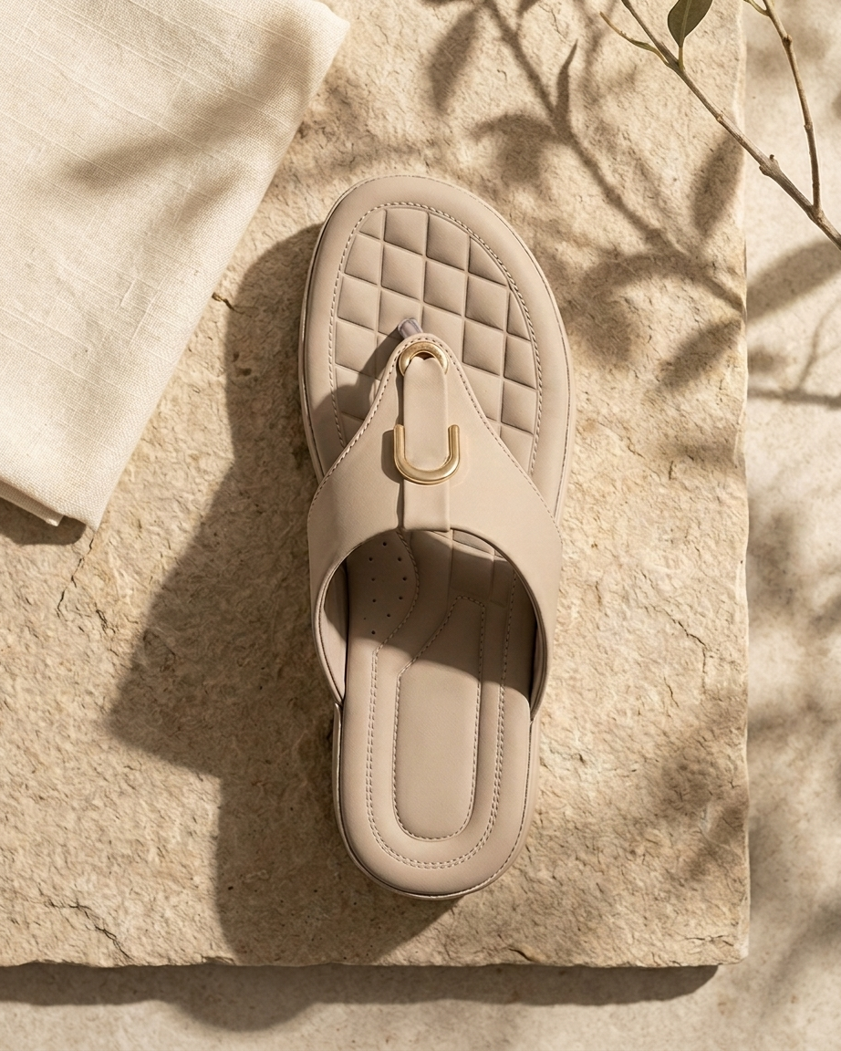 Manpasand Women's Casual Slippers | Synthetic Leather | Chikoo | 373-712