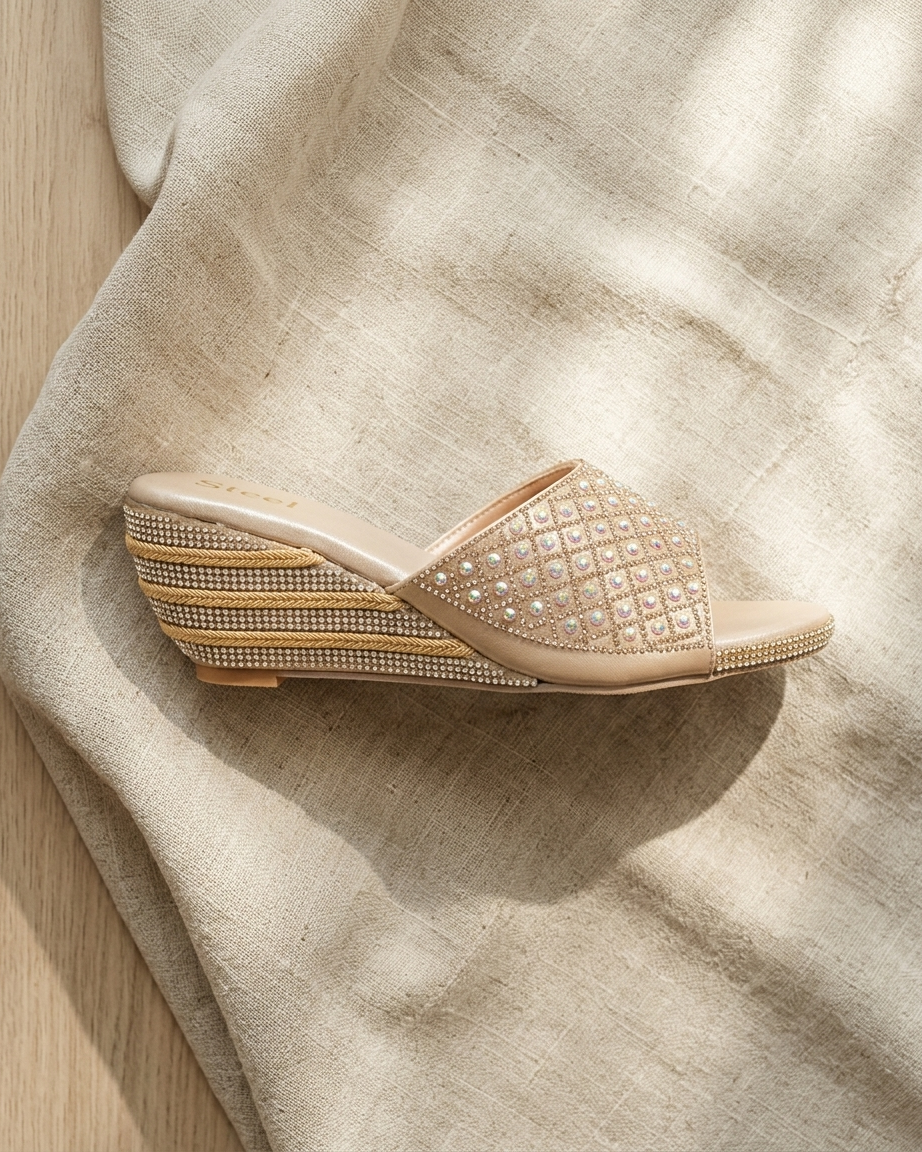 Manpasand Women's Fancy Slippers | Glittery Synthetic Leather | Sultan Peach | 174-W25