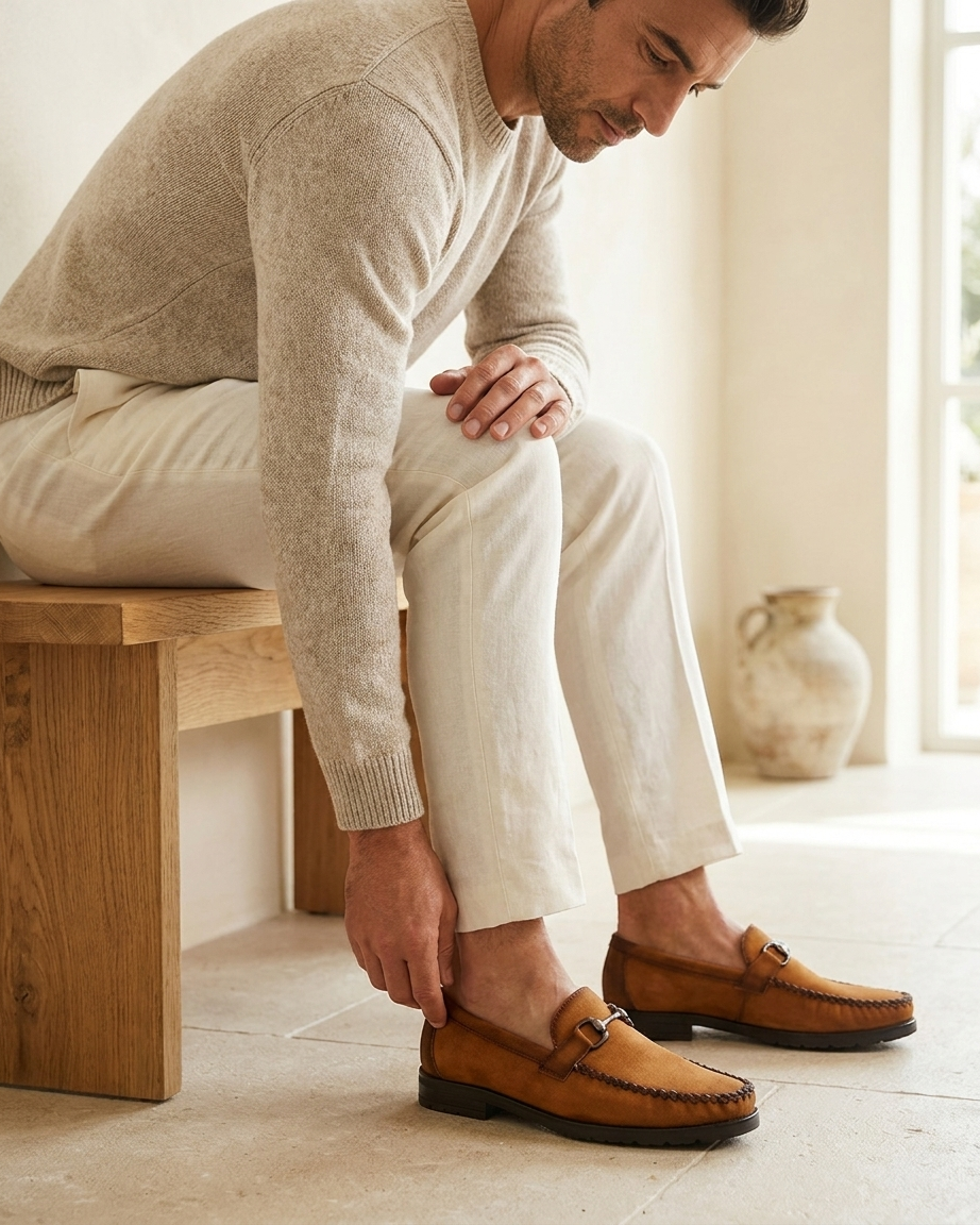 Manpasand Men's Casual Loafer | Suede | Tan | DINA-02