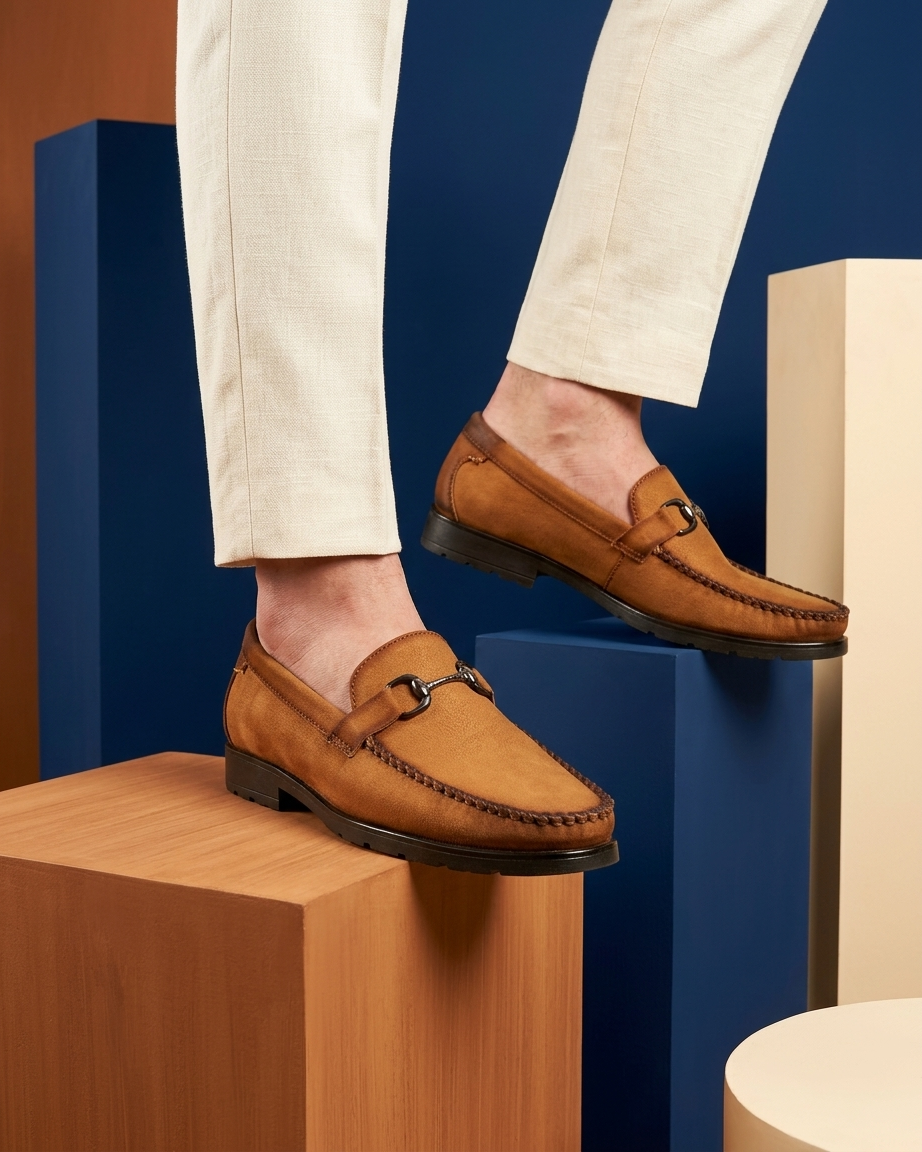 Manpasand Men's Casual Loafer | Suede | Tan | DINA-02