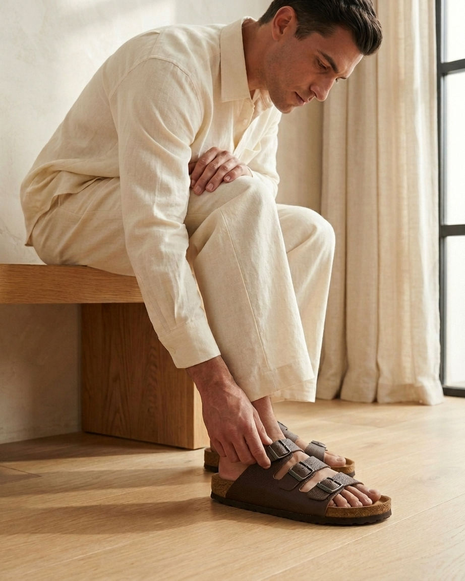 Manpasand Men's Casual Slippers | Synthetic Leather | Black & Brown | W03