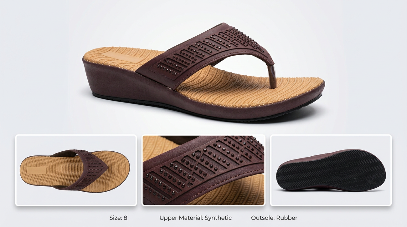 Manpasand Women's Casual Slippers | Synthetic Leather | Brown | 51-207