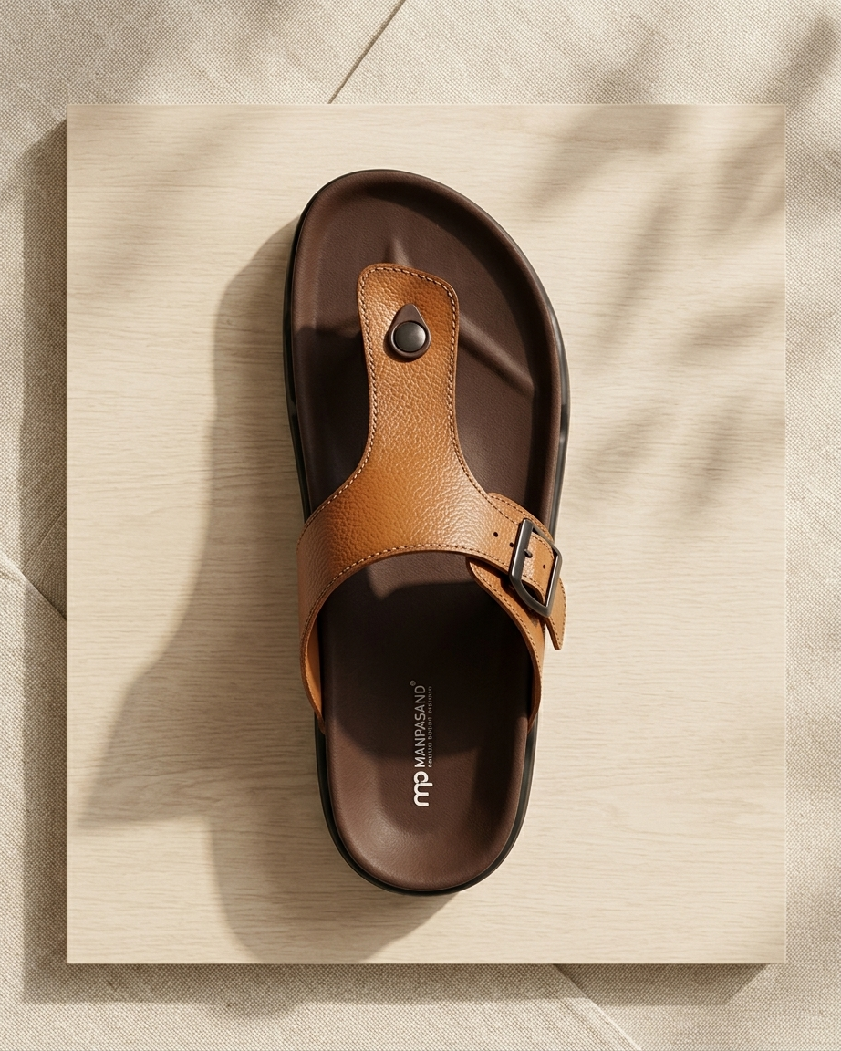 Manpasand Men's Casual Slippers | Synthetic Leather | Tan | W01