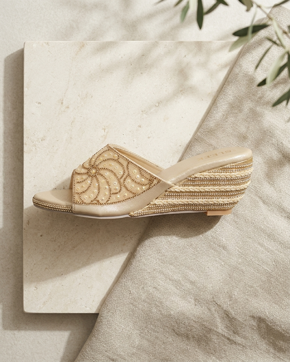 Manpasand Women's Fancy Slippers | Glittery Synthetic Leather | Sultan Peach | 174-W25