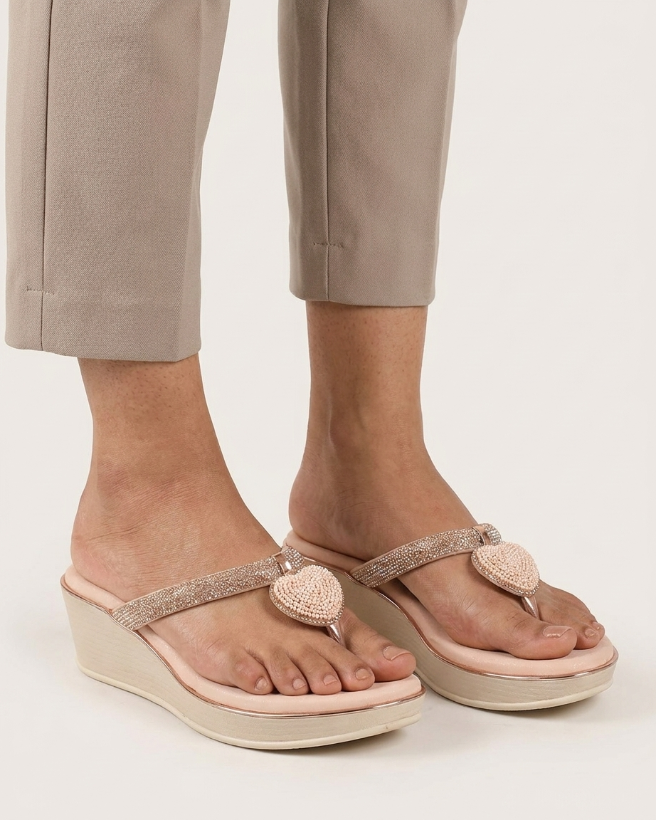 Manpasand Women's Fancy Slippers | Glittery Synthetic Leather | Copper | 115-5510