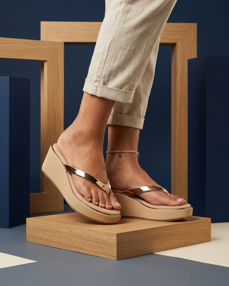 Manpasand Women's Casual Slippers | Synthetic Leather | Beige | 314-7223