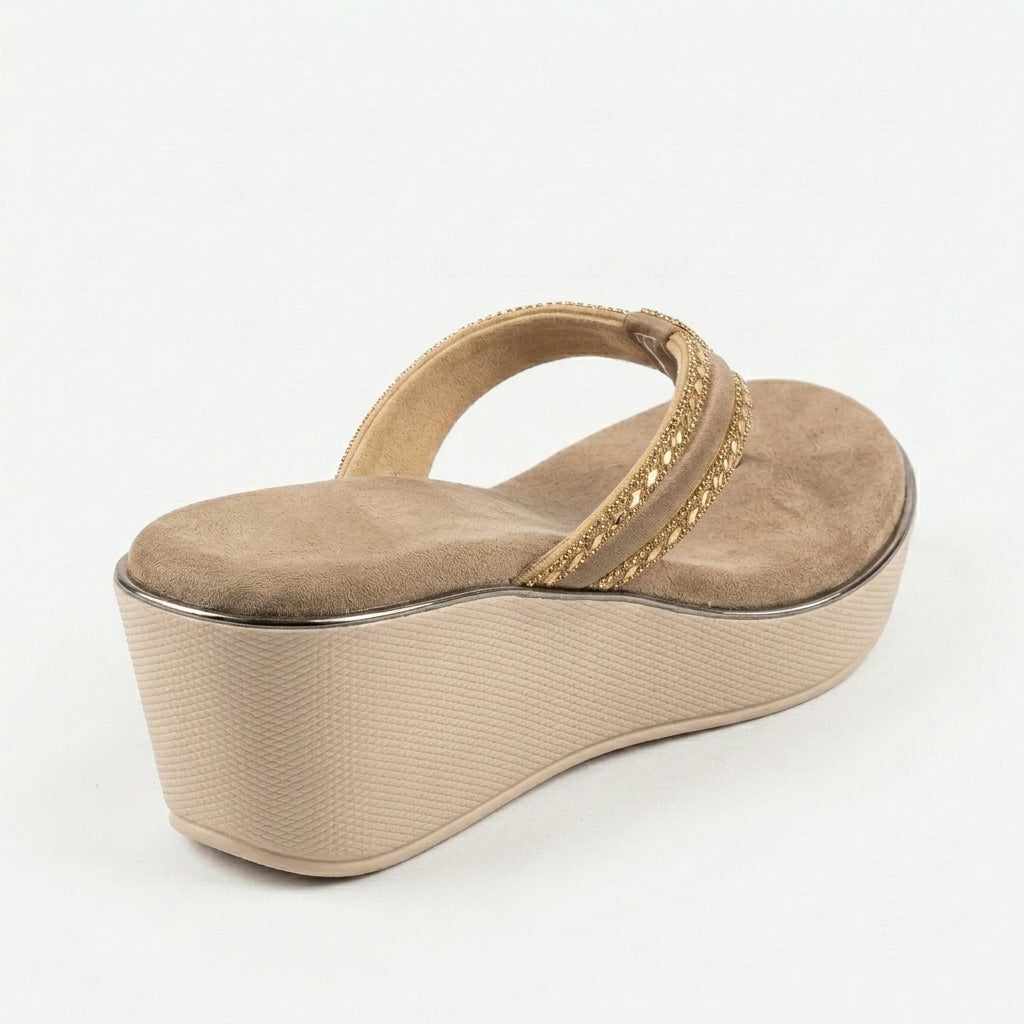 Manpasand Women's Fancy Slippers | Glittery Synthetic Leather | Copper Gold | 14-901